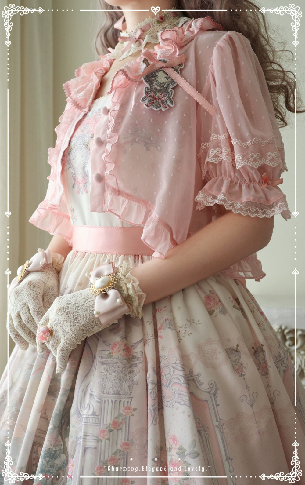 Moon River - Swan Lake Mirror - Pink Sweet Lolita Print JSK Dress 43705:783402