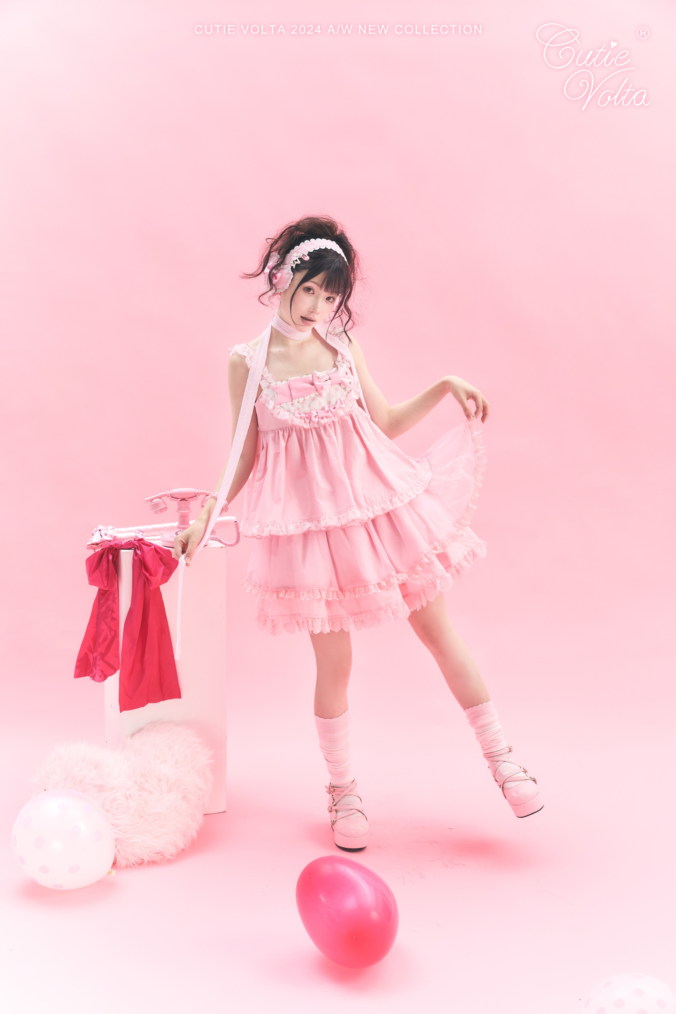 Candy Cottage - Old School Lolita Polka Dot Dress & Top Skirt Set 45522:851842