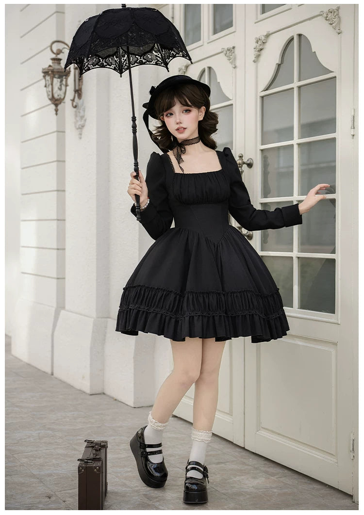 Audrey's Reply - Classic Lolita Square Neck OP, Detachable Embroidered Collar