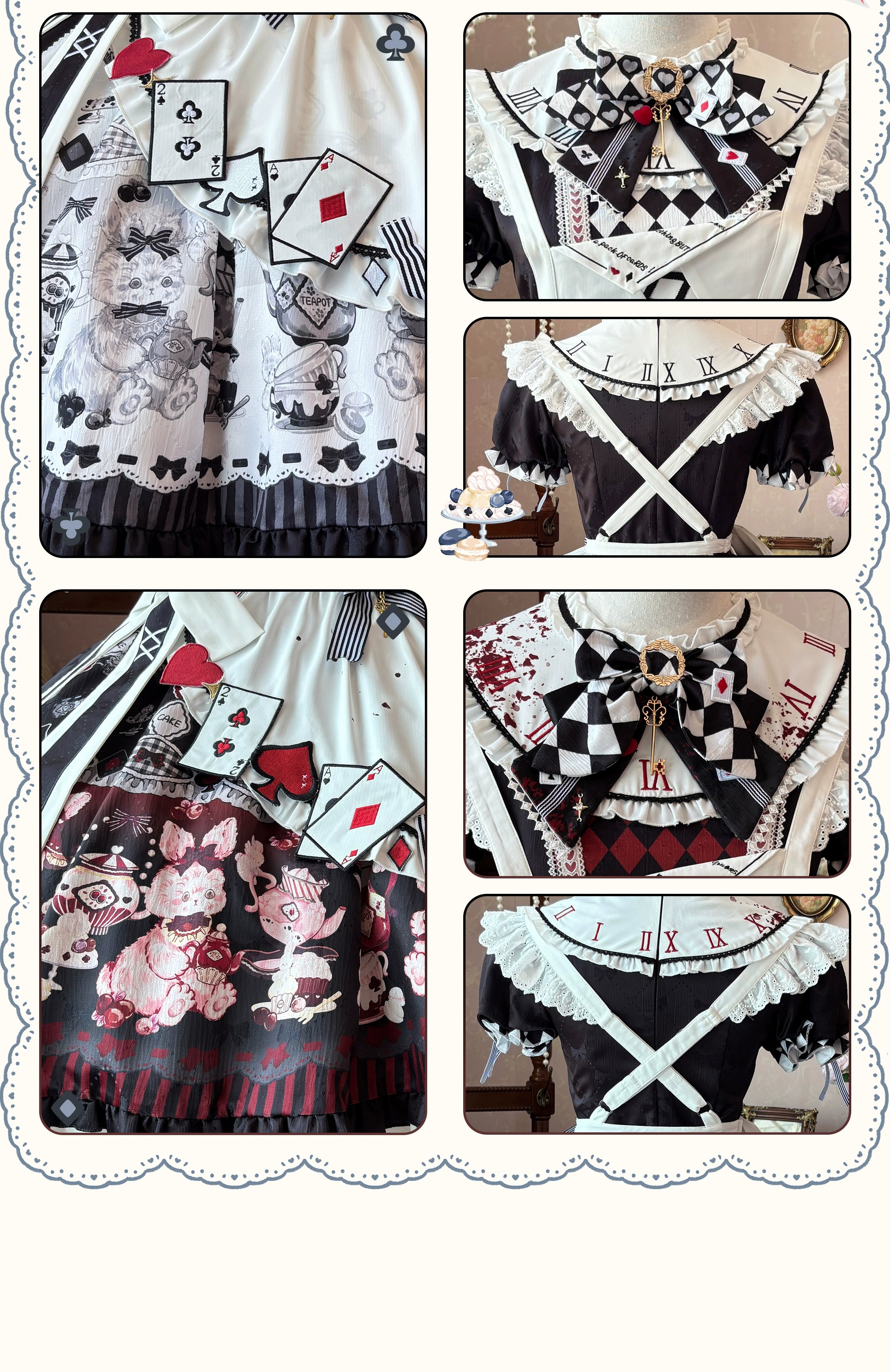 YingLuoFu - Alice - Kawaii Lolita OP Dress, Rabbit & Playing Card Motifs 43639:781905