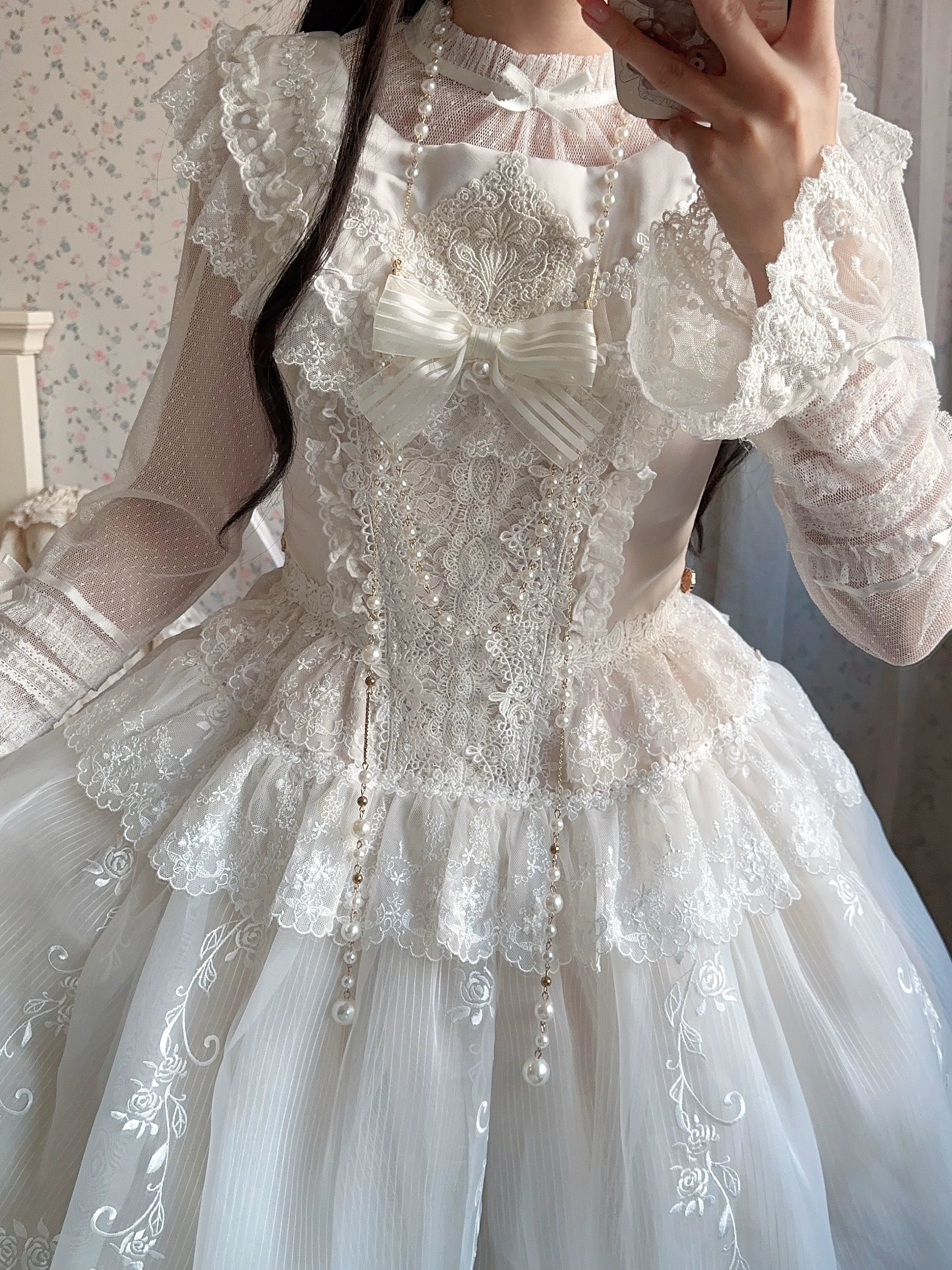 AuroraBorealis - Moonshadow - Gorgeous Wedding Lolita Dress Set Embroidered JSK SK and Bodice 41640:708798