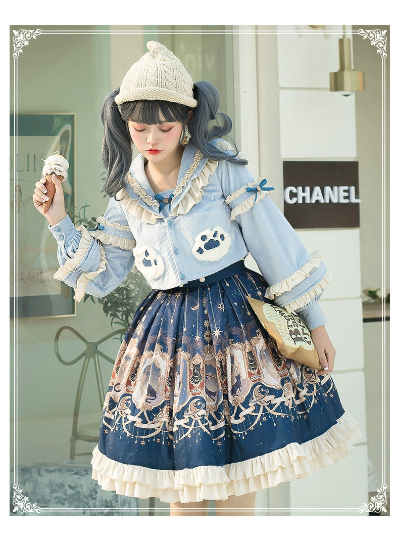 YingLuoFu - Winter Lolita Skirt Set - Starry Court Retro Palace SK Cloak