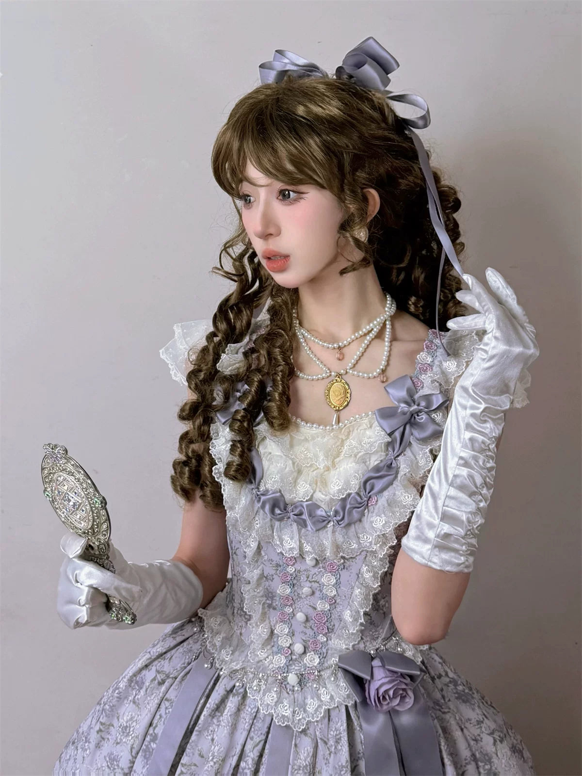 Dolota Flower Wall - Classic Lolita Floral OP Dress, Open Shoulder 44485:811238