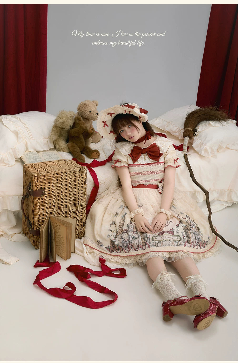Pancake Postman - Kawaii Lolita Printed OP & Salopette Dress, Lace & Bows