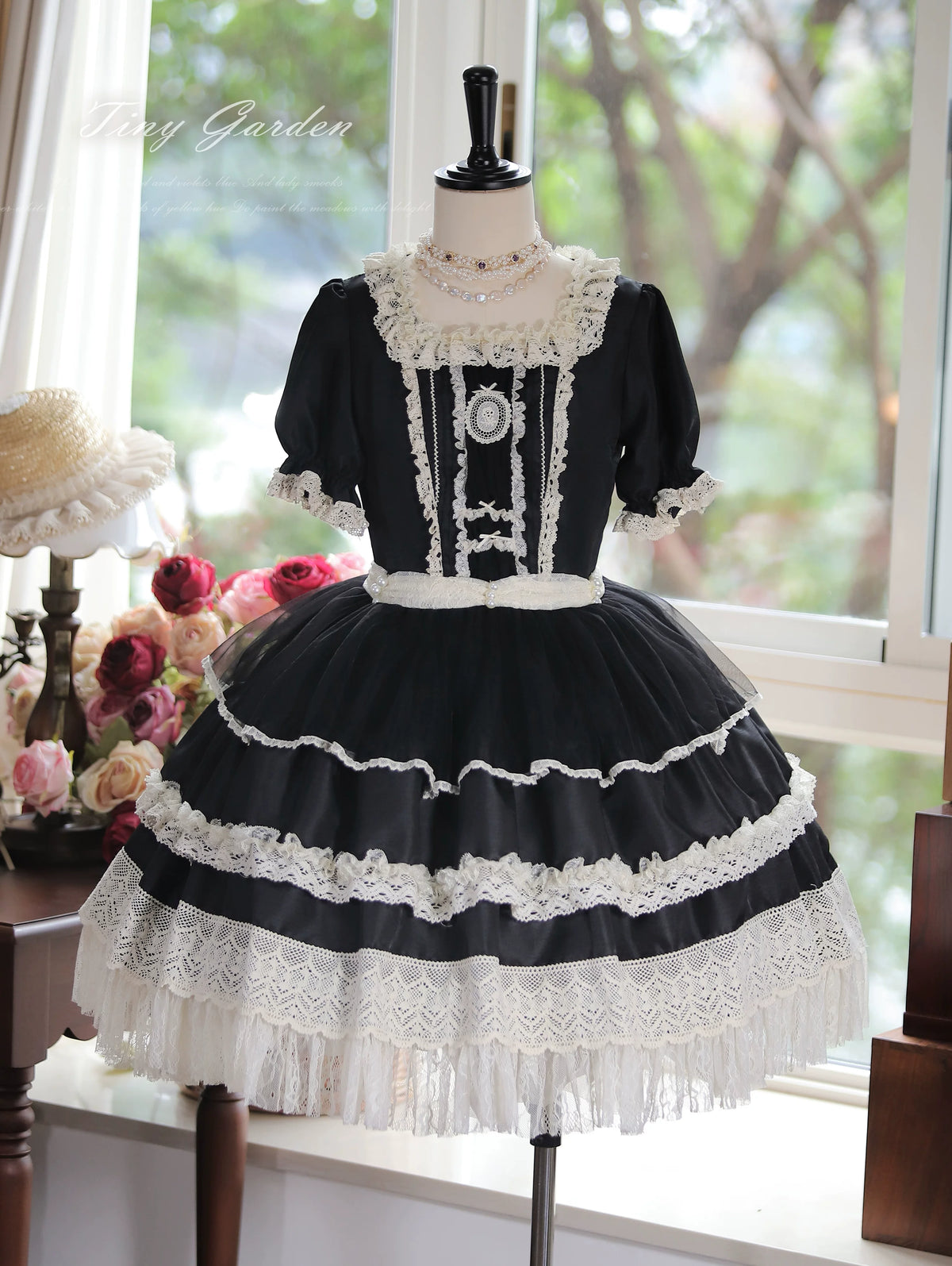 Garden Jardin - Cotton Classic Lolita OP Dress With Tiered Ruffles (L M S XL) 45927:868609