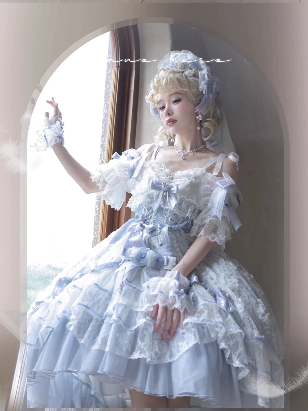 MieYe - Diana Rose - Bridal Lolita Dress Short Wedding OP with Accessories 41638:708690