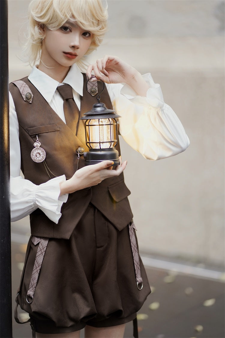 Letters from Unknown Star - Detective Rabbit Kiri - Spring Ouji Lolita Outfits Backpack Pants and Vest