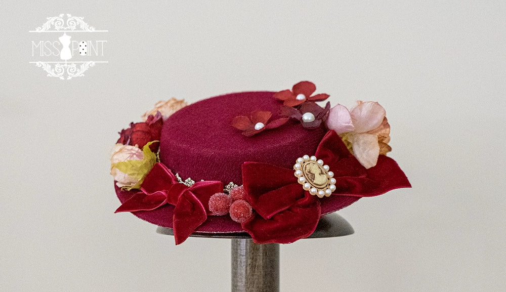 Miss Point - Kaleidoscope - Retro Lolita Headdress Bonnet Set and Necklace small top hat