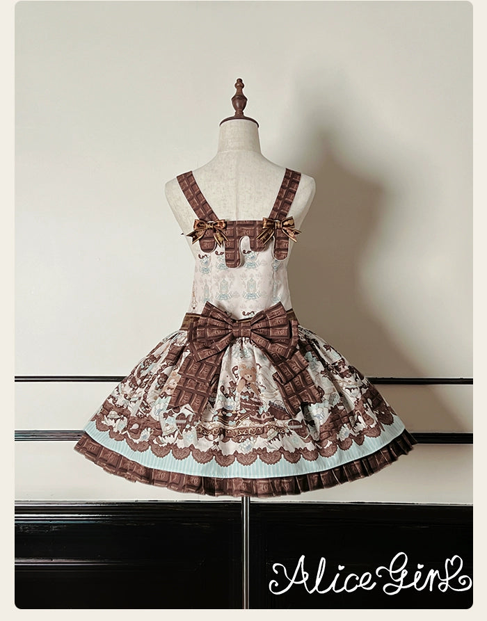 Alice Girl - Bear Chocolate Bar - Kawaii Lolita JSK & Salopette Dress 43851:787055