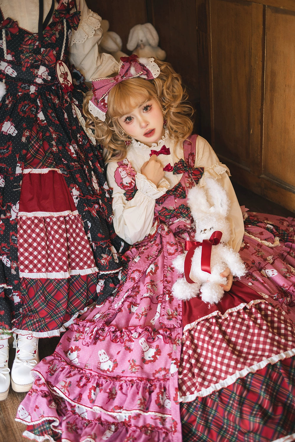 Miss Point - Forest Berry Bunny - Cotton Sweet Lolita Blouse, Detachable Bows 44305:802823