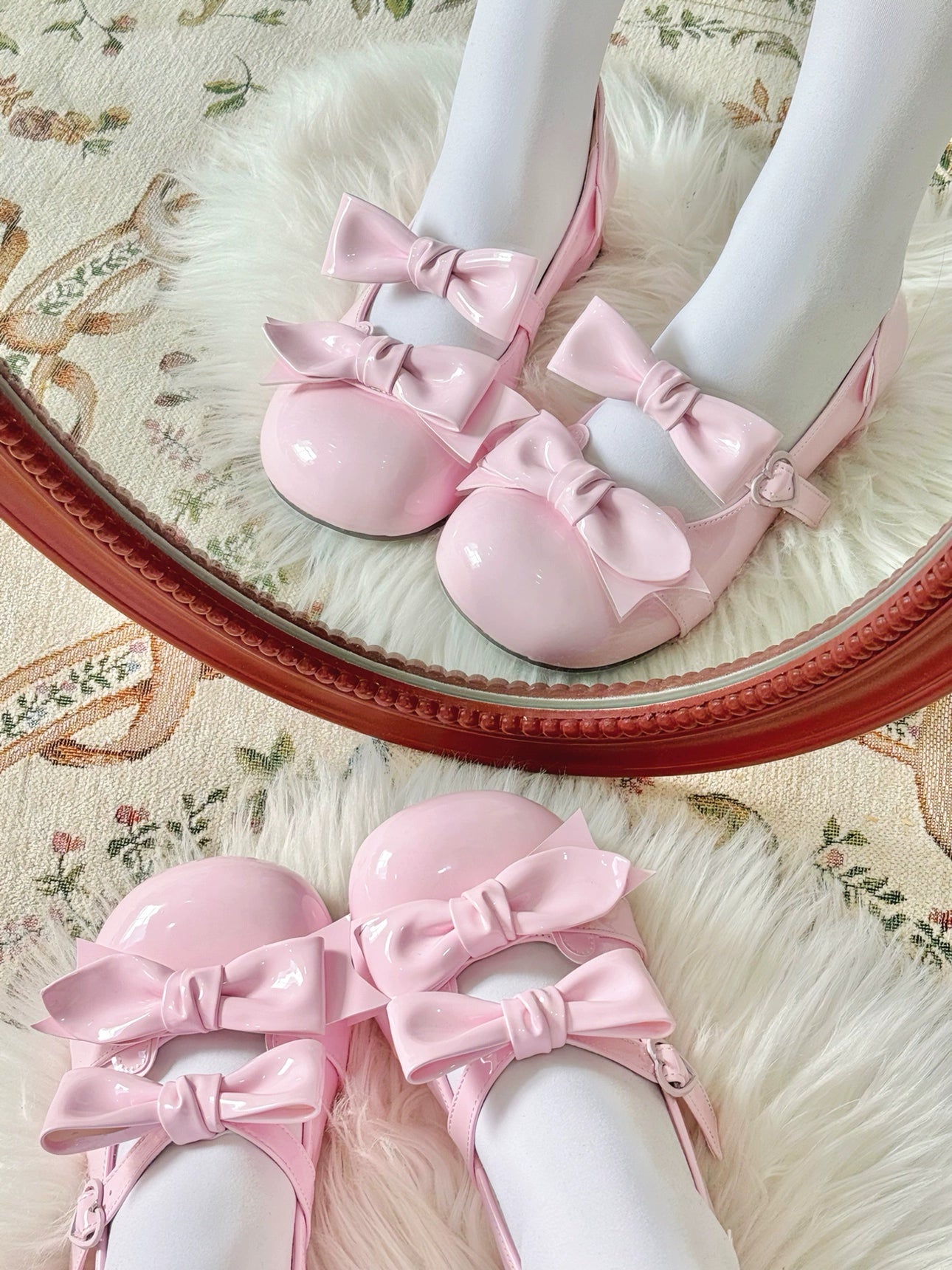 Beauty Bunny~Kawaii Lolita Shoes Low Heels Round Toe PU Shoes 36074:509100