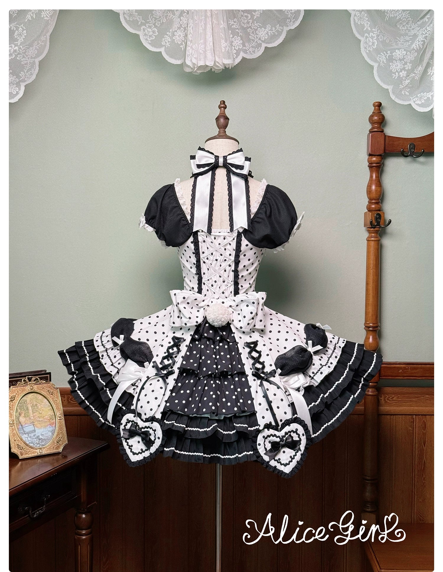 Alice Girl - Old School Polka Dots - Halter Neck Sweet Lolita OP Dress 43701:783554