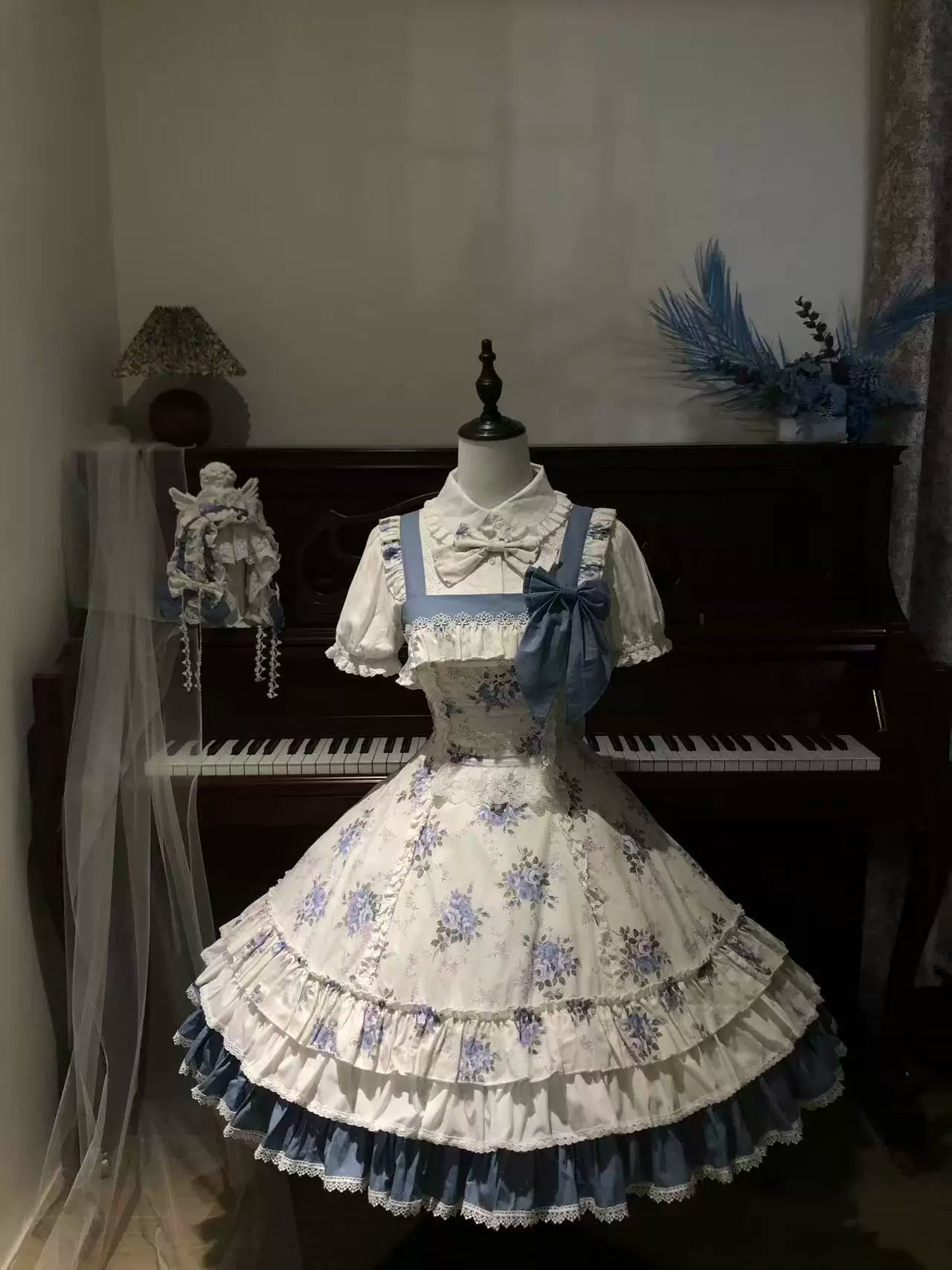 Falling Jacaranda Dream - Old School Lolita Jacaranda Printed JSK Dress 45732:859820