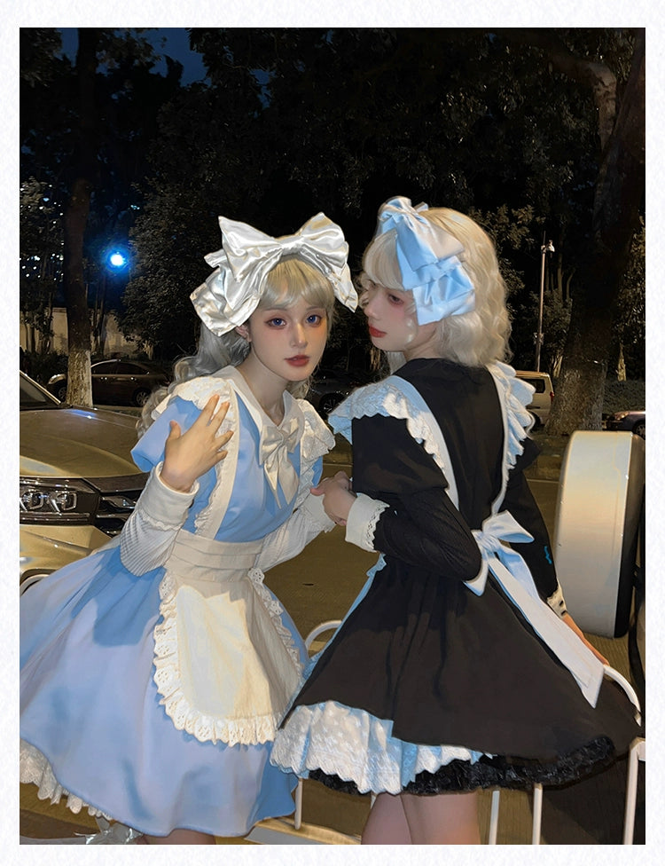 With PUJI - KissKiss - Maid Lolita OP Dress Pleated Lace Multicolor Dress