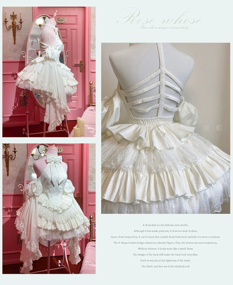 Diamond Honey - Desire Serpent - Gothic Lolita JSK Dress Snake Print Slimming Backless Dress