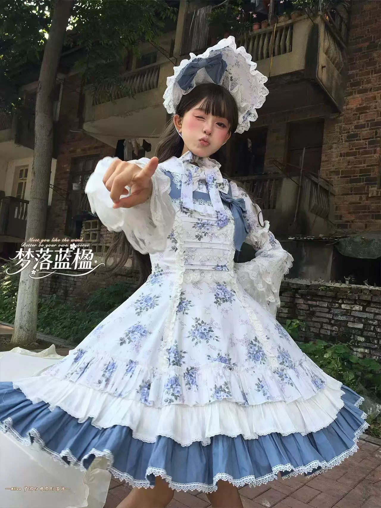 Falling Jacaranda Dream - Old School Lolita Jacaranda Printed JSK Dress 45732:859811