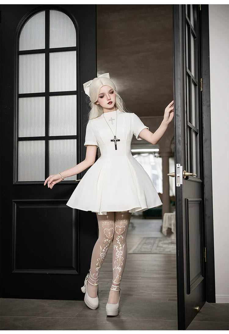 Nihil - Gothic Nun Lolita OP Dress, Irregular Hem Cape