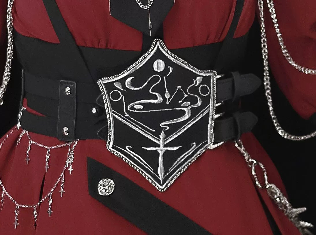 CHUNLV LOLITA - Crimson Knight - Military Lolita Dress Outfit Red OP Black Cloak Waistband Waistband Only (One Size) S