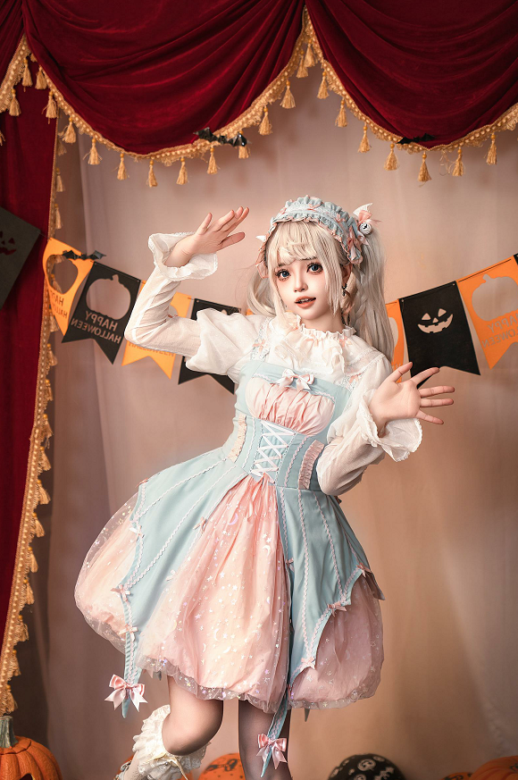Lemon Honey - Halloween Gothic Lolita Jumper Dress, Pumpkin-inspired Dress 39230:629512