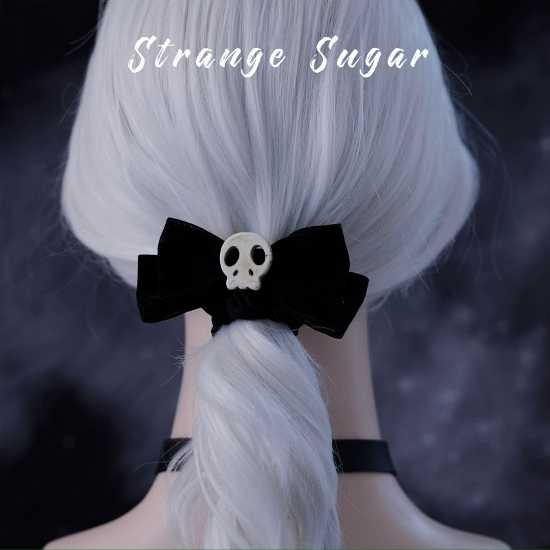 Strange Sugar - Gothic Hair Accessories Set Skulls Sharks Lolita Clips Headbands No.9 Bow Hair Tie