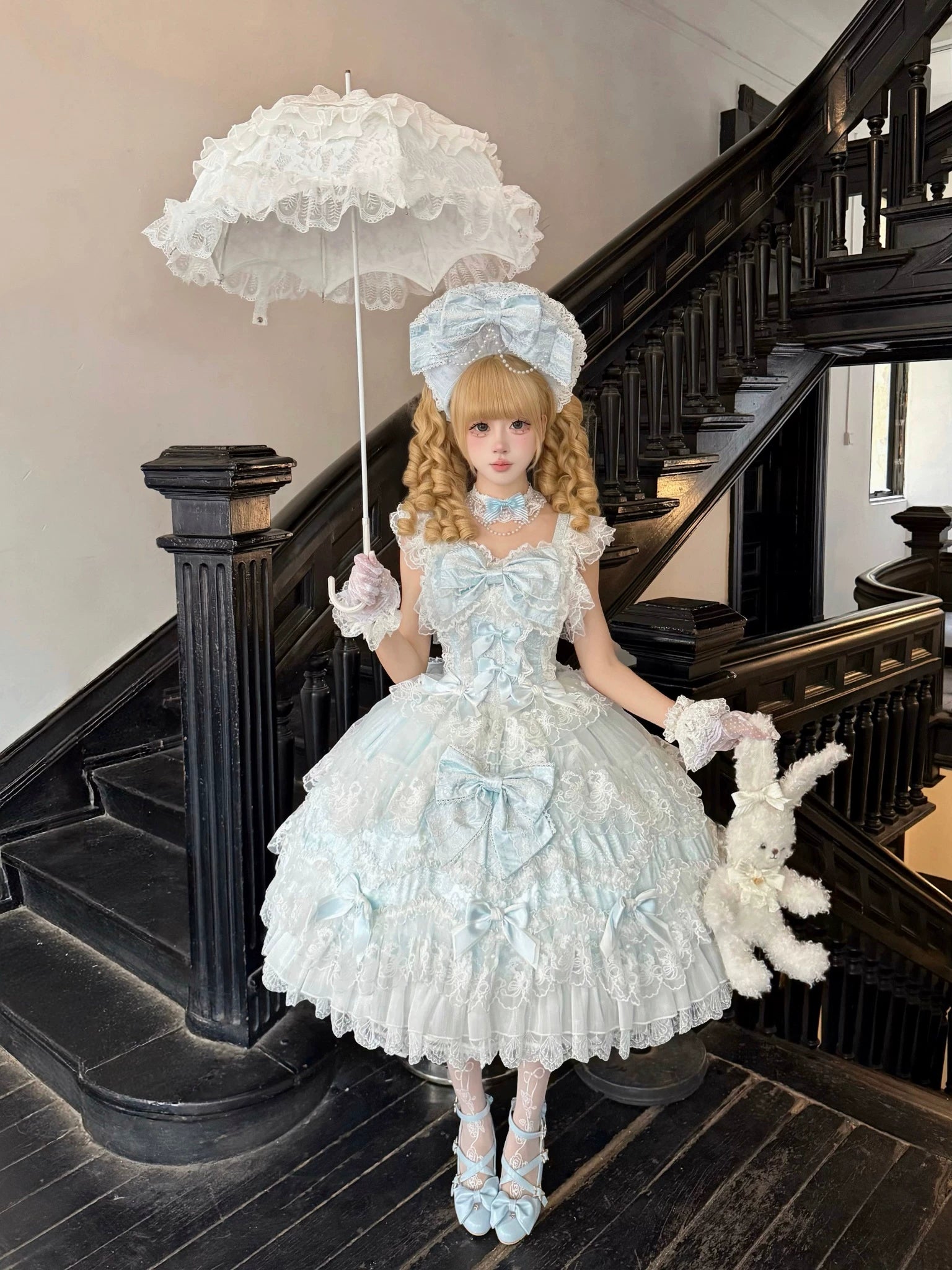 Sakura Blossom Dream - Dreamy Sweet Lolita JSK Dress, Abundant Lace & Bows