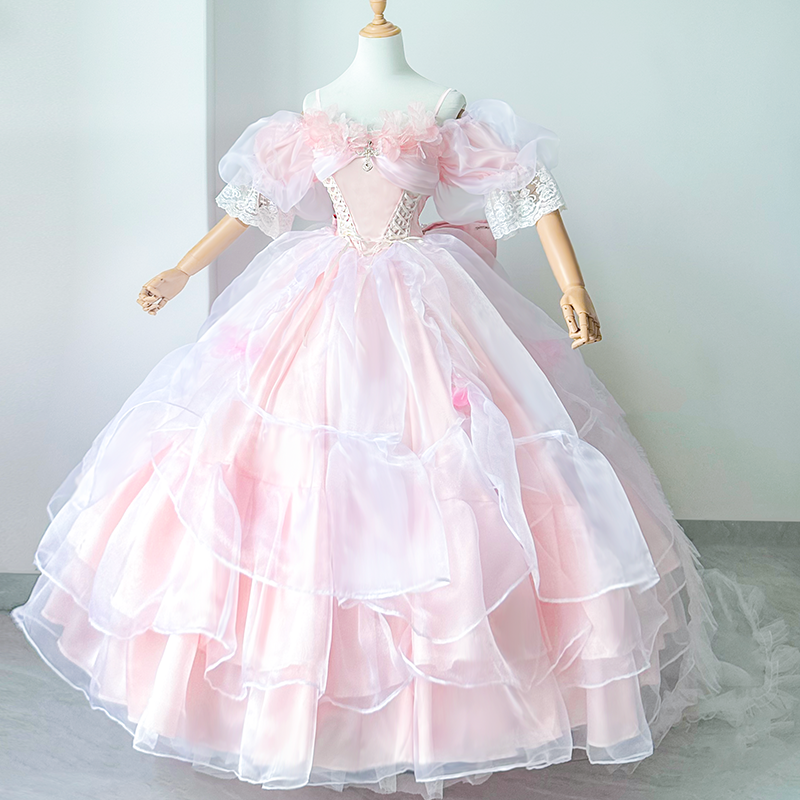 Daydream Whisper - Misty Rose Sea - Plus Size Wedding Lolita JSK with Puffy Tiered Skirt JSK Only S