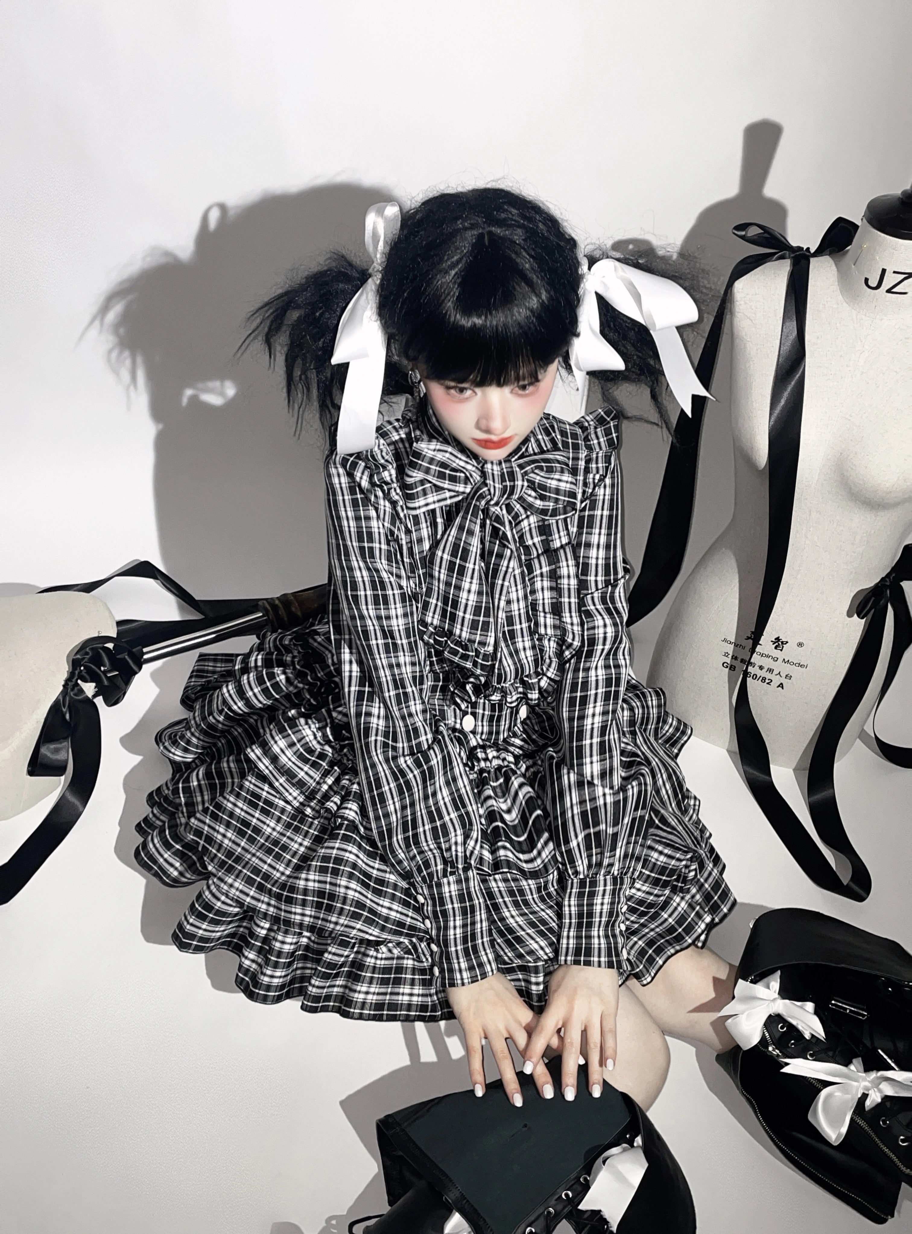 Humanoid Gift Box - Plaid Gothic Lolita Blouse & SK 44028:797534