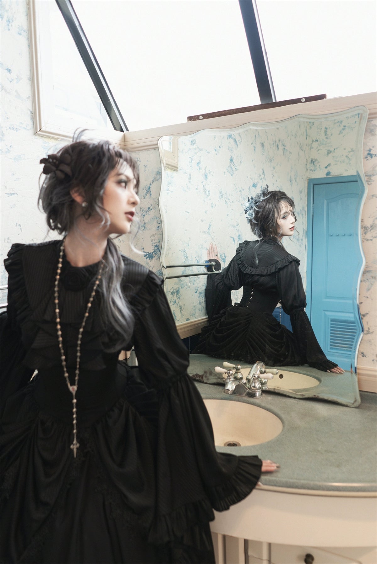 Muppet Mind Ben - Dreaming - Gothic Lolita Skirt Fishbone Long Skirt Ruffled Hem 36858:608386