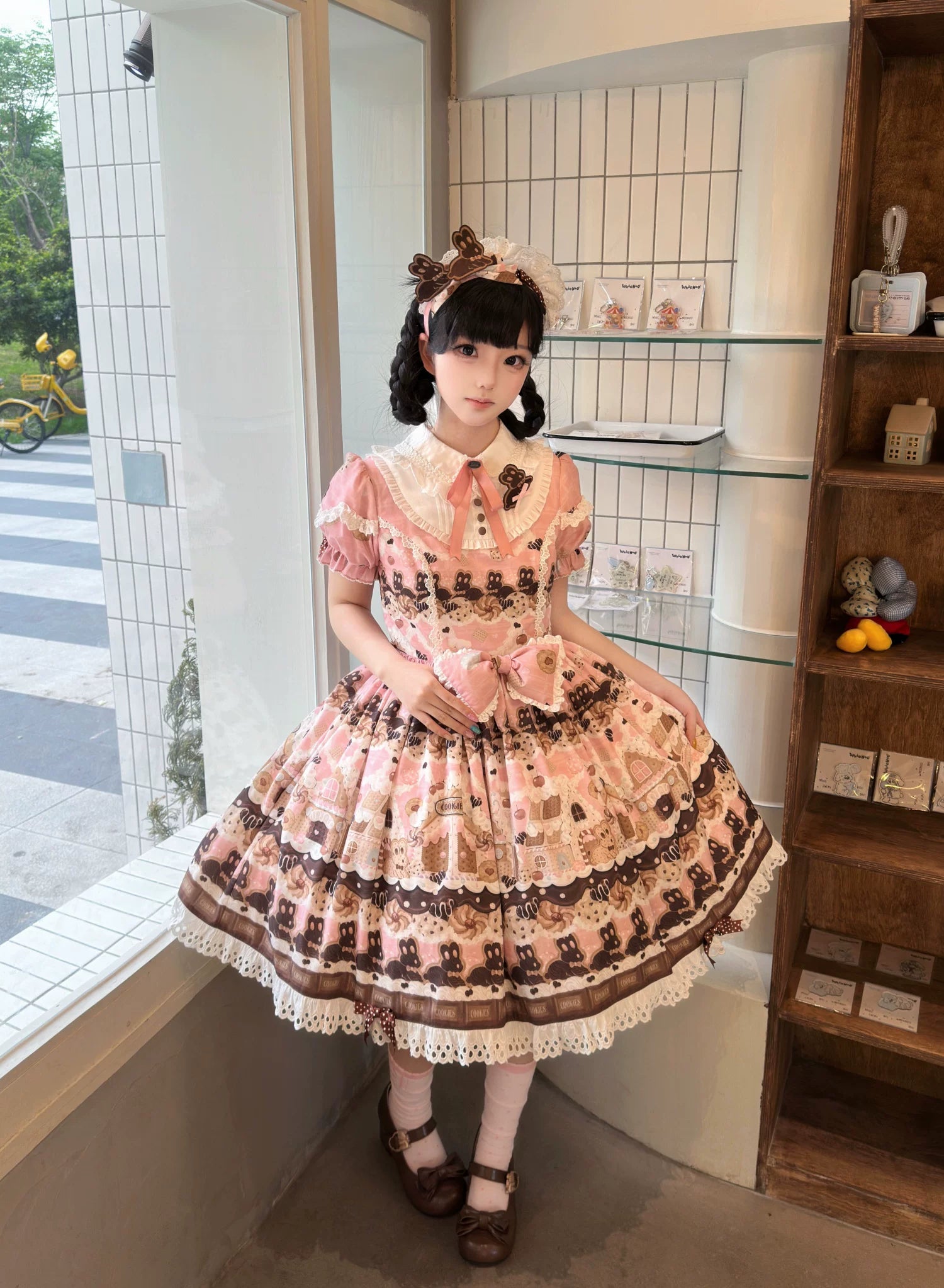 Bunny Gingerbread House - Kawaii Lolita Printed OP Dress with Bows
