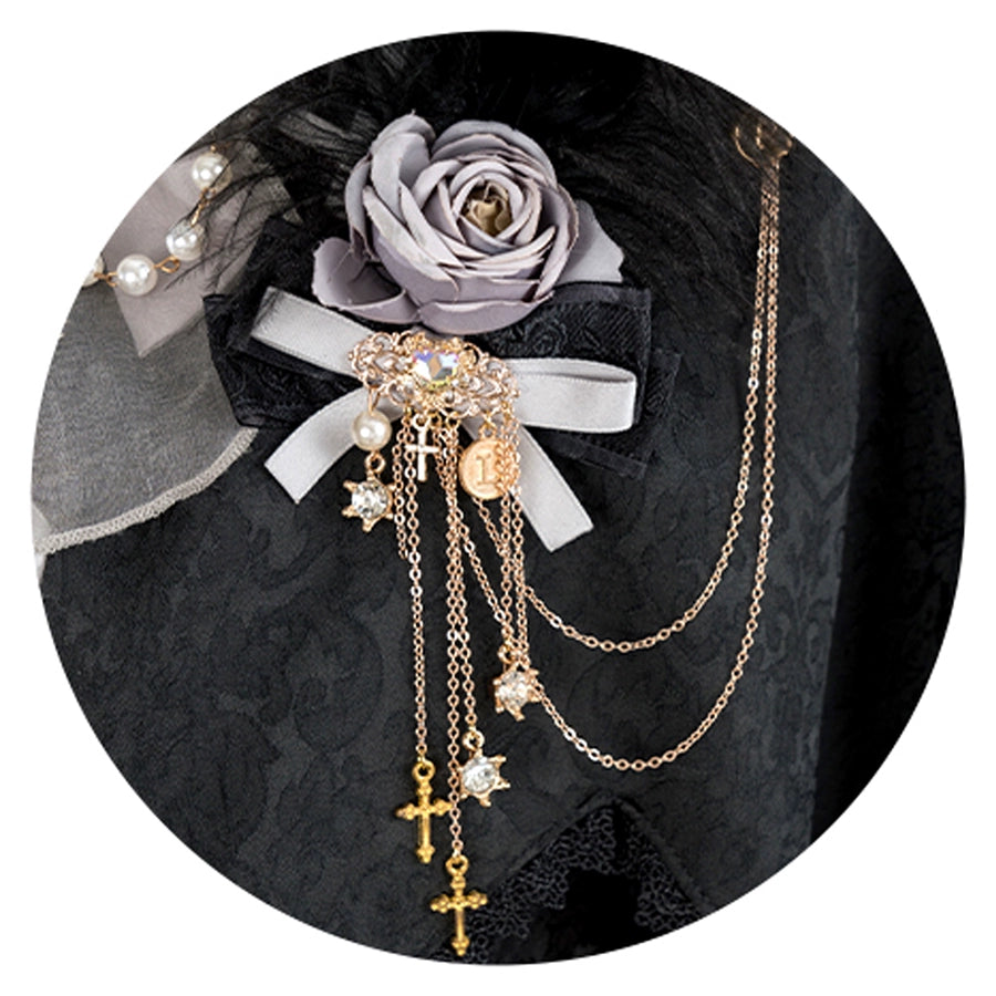 Luna Planetarium - Evil Fang - Gothic Lolita Accessories Brooch Necktie Clip KC Hat Gray-Brooch
