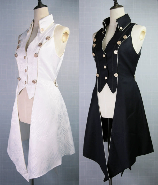 Immortal Thorn - Snow Shadow - Long Sleeveless Ouji Lolita Coat White S