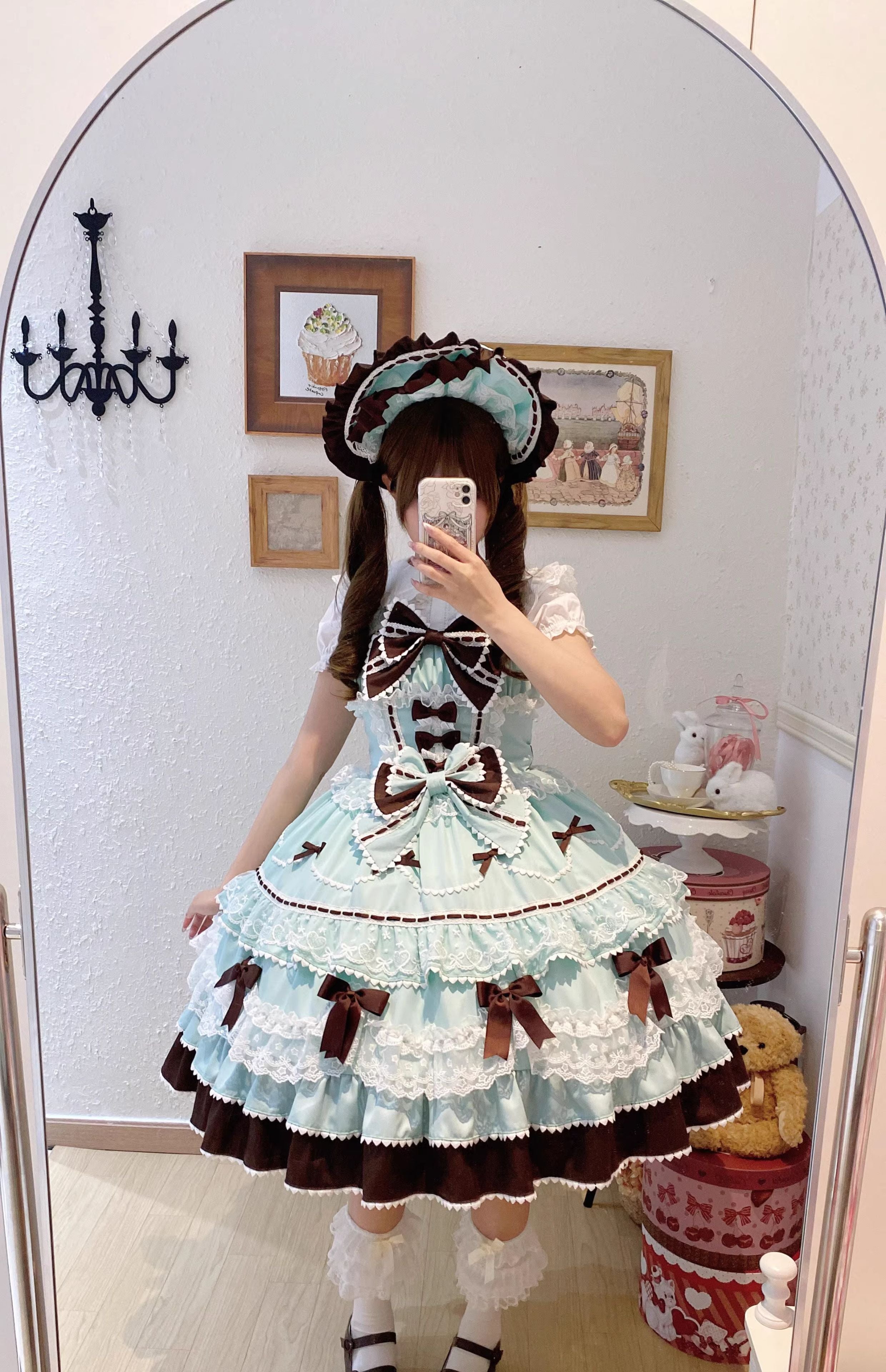 Fondant Cake - Summer Sweet Lolita JSK Dress, Tiered Ruffles and Bows