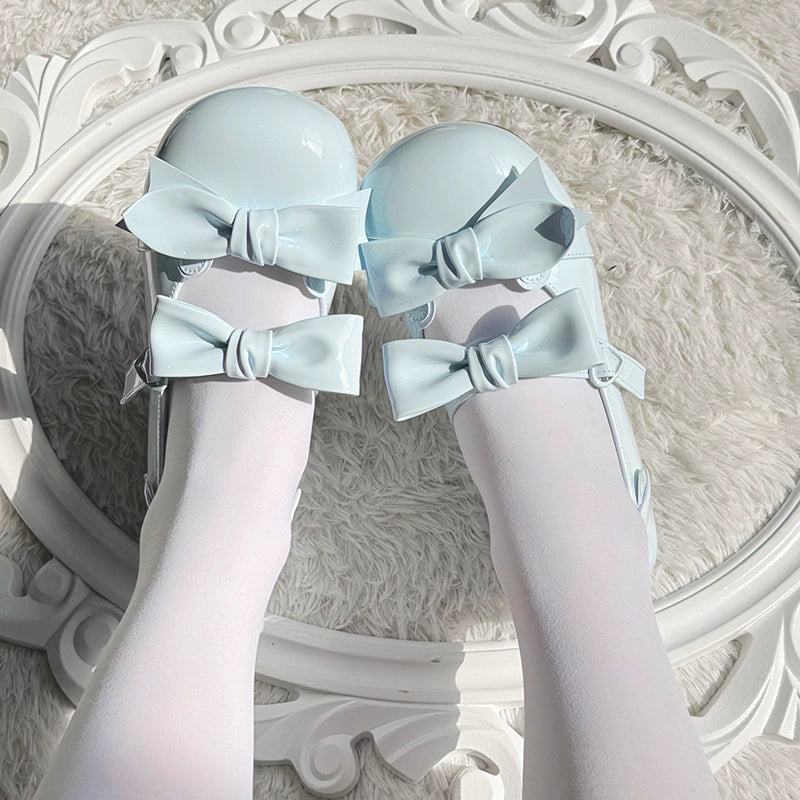 Beauty Bunny~Kawaii Lolita Shoes Low Heels Round Toe PU Shoes 34 Blue (34 35 36 37 38 39 40 / Blue) 36074:509118