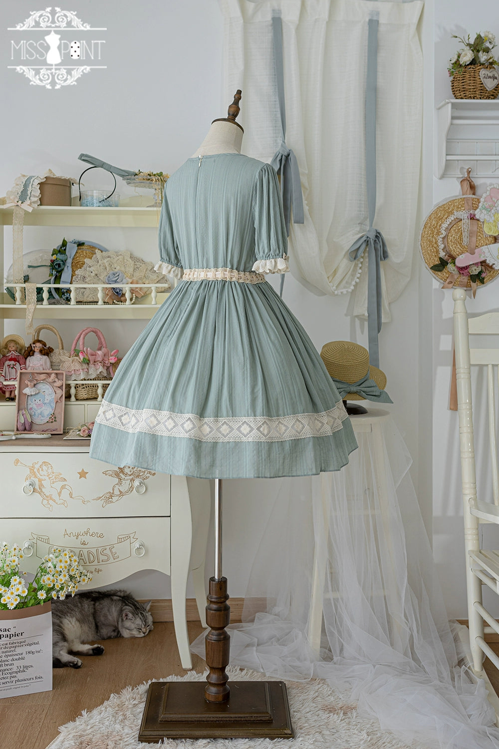 Miss Point~Customized Elegant Lolita OP Dress Cute Daily Girl Short Lolita Dress