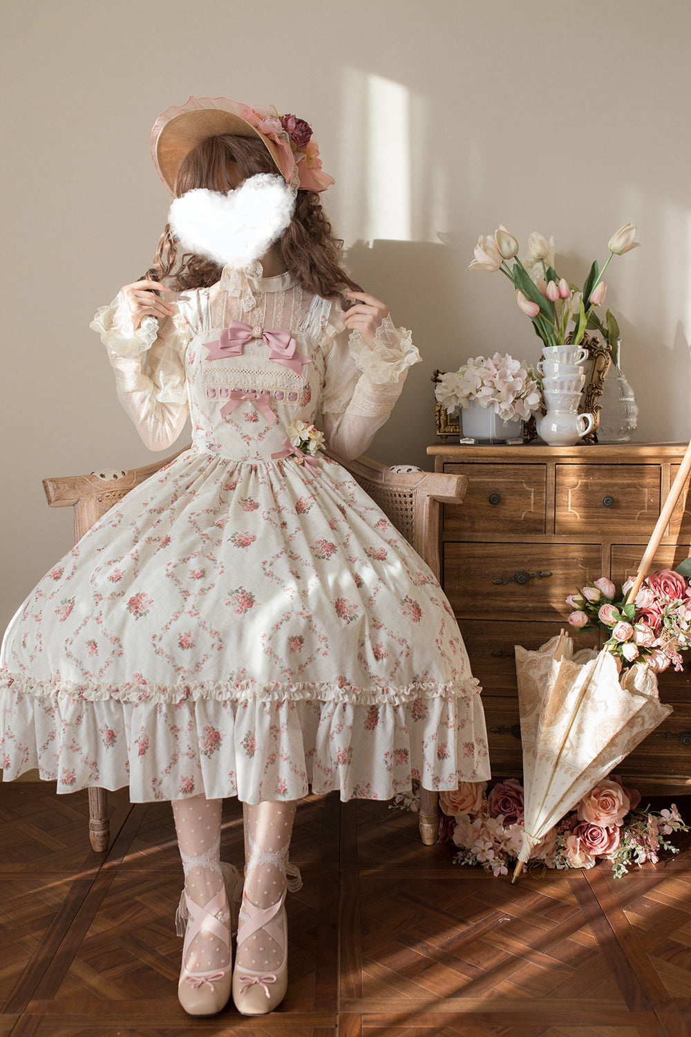 Miss Point~Customized Wood Rose 2.0 Elegant Vintage Jumper Dress 21392:302594