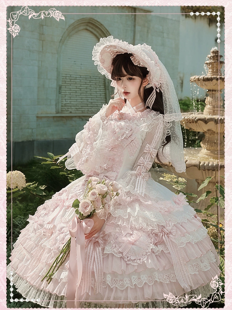 Shuang Sheng Xiao Xiong - Heart of Love - Sweet Lolita Wedding JSK, Bow Details 44306:803178