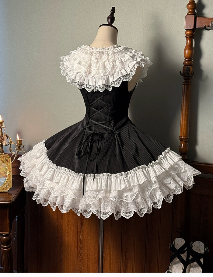 Alice Girl - Arrogant Miss - Sweet Lolita Jumper Dress with Tiered Lace Dress 41484:699468