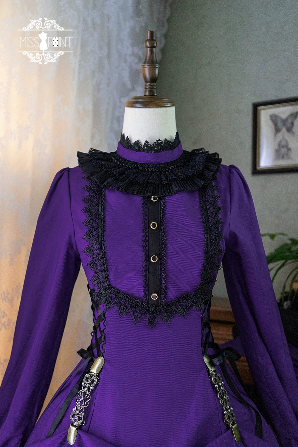 Miss Point - Perintz Manor - Gothic Lolita OP Long Sleeve Retro Lolita Dress 39904:642992