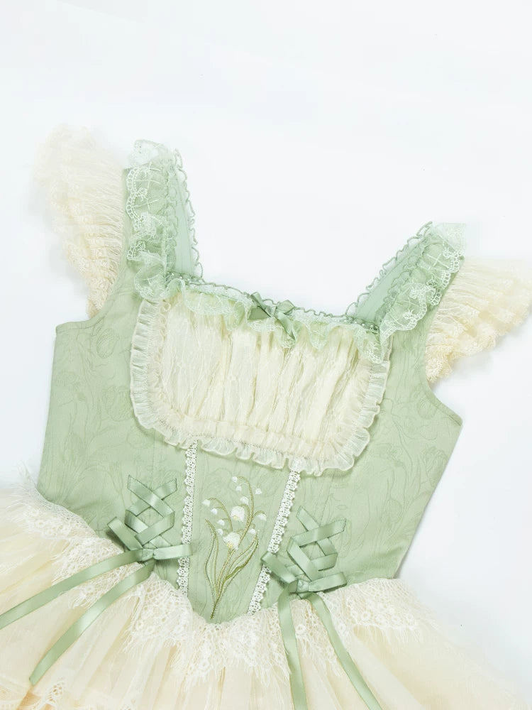 Lily of the Valley Whisper - Embroidered Classic Lolita Corset JSK Dress