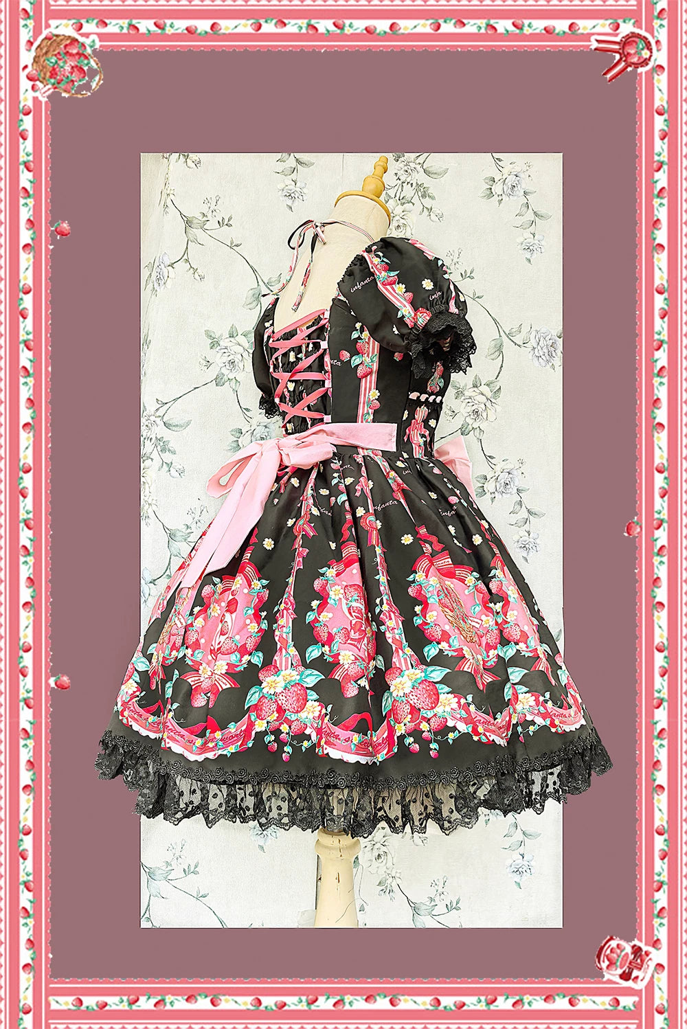 Strawberry Chef - Printed Old School Lolita Dress, Detachable Bows 44505:810379