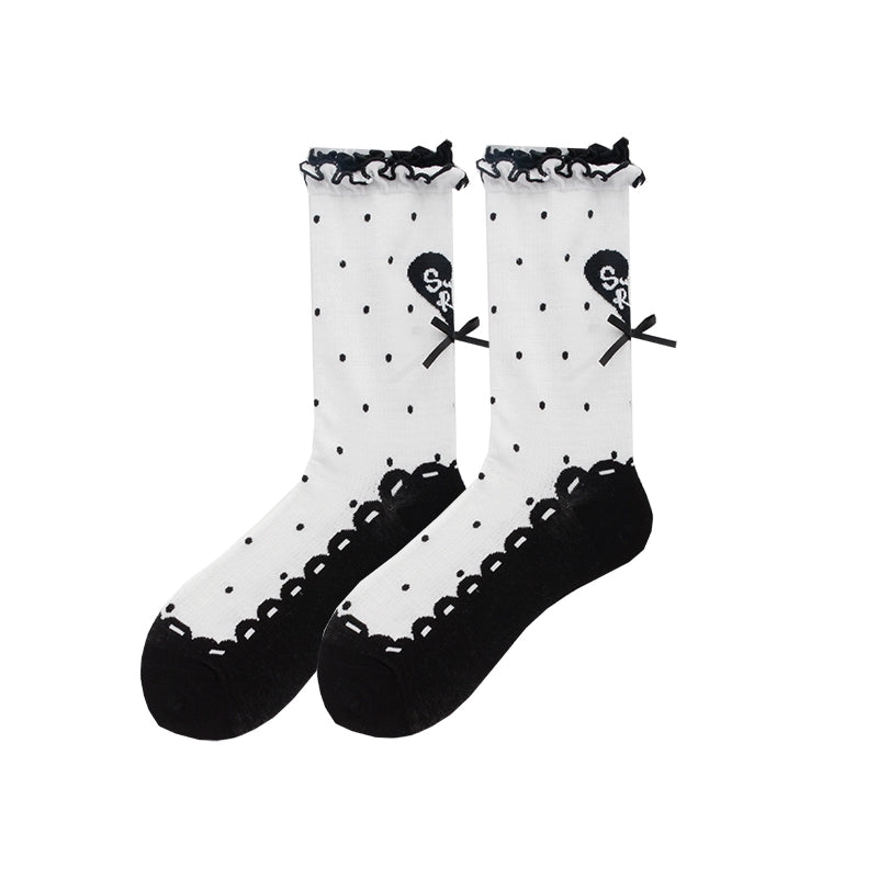 Roji Roji~Sweet Lolita Socks Cute Lolita Short Socks With Polka Dot 39566:630266