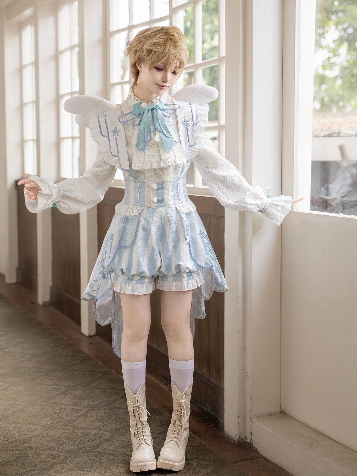 Angelic Covenant - Ouji Lolita Prince Outfit Set, Angel Wing Trailing 45761:861137