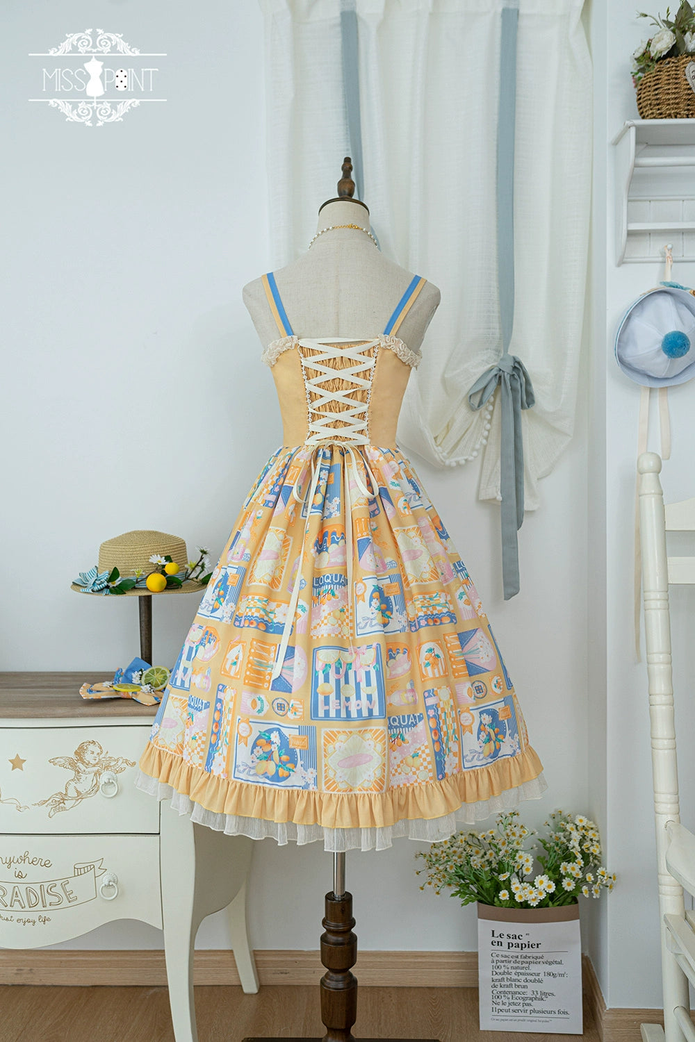 Miss Point~Daisy Lemon~Daily Lolita Lemon Print JSK Customized 21502:310554