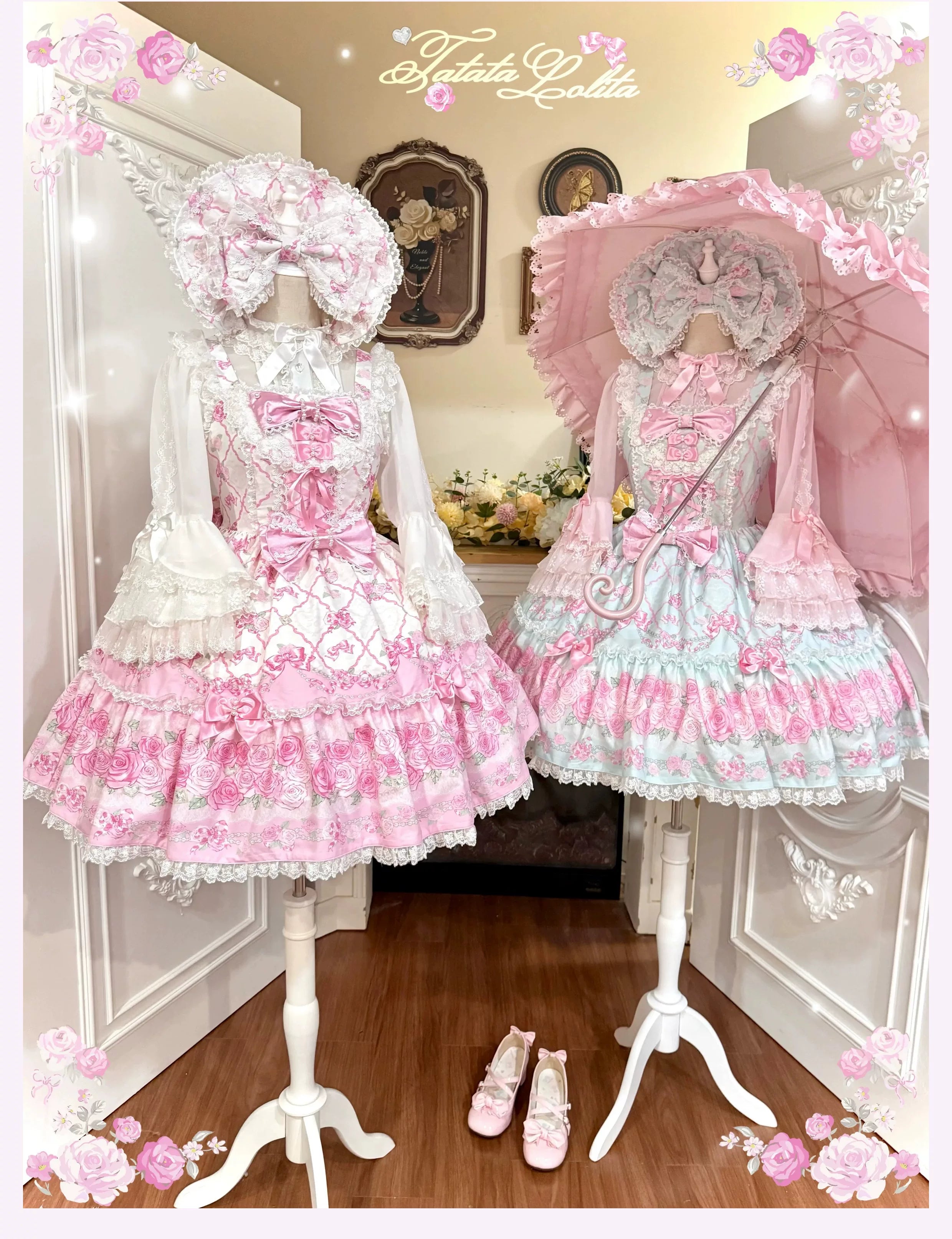 Summer 2026 - Old School Lolita Floral Printed JSK Dress with Ribbon Bows 45521:851915