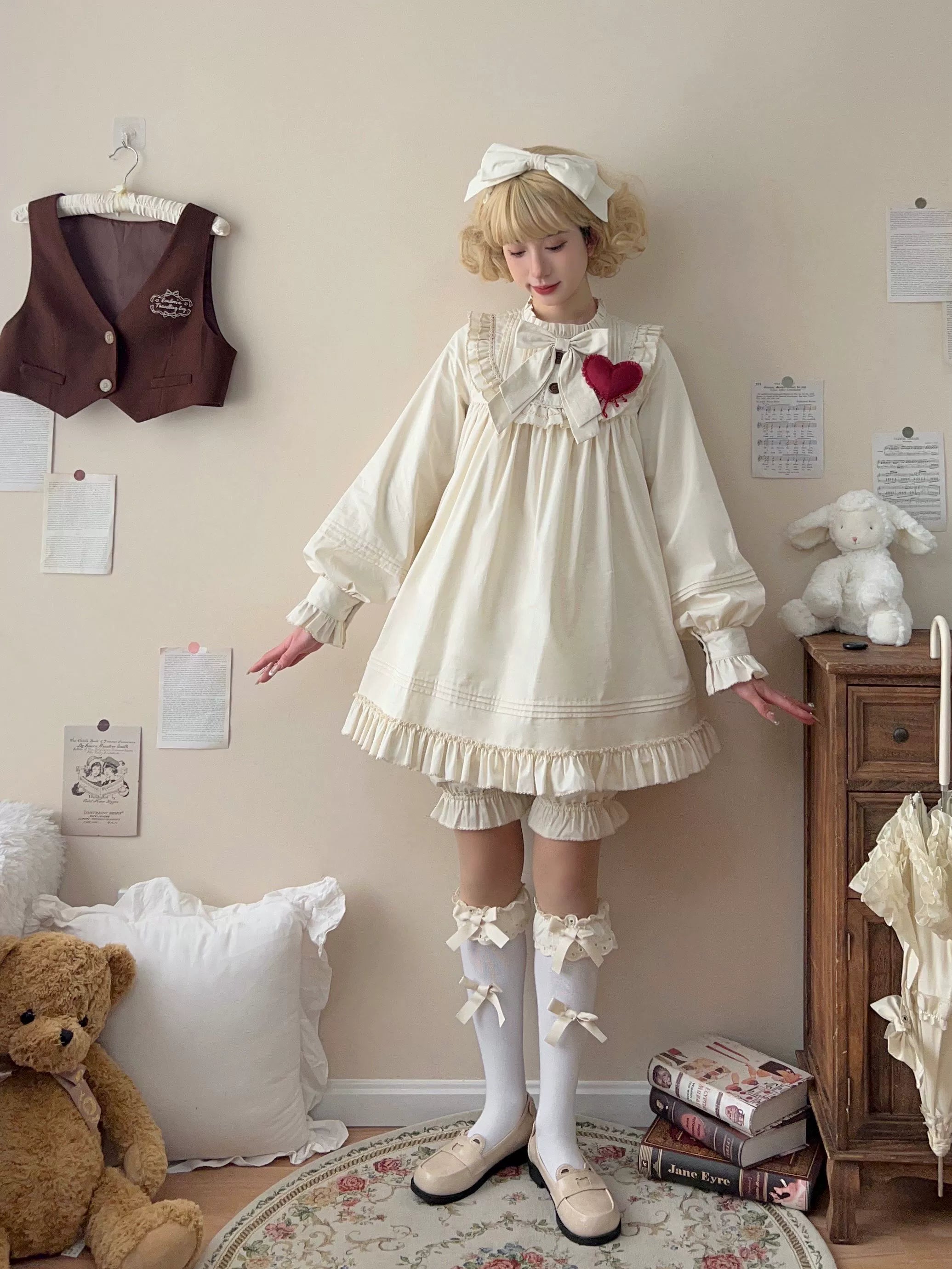Uncle's Workshop - Lullaby - Cotton Lolita OP Dress Kawaii Lolita Bloomers 34608:463452