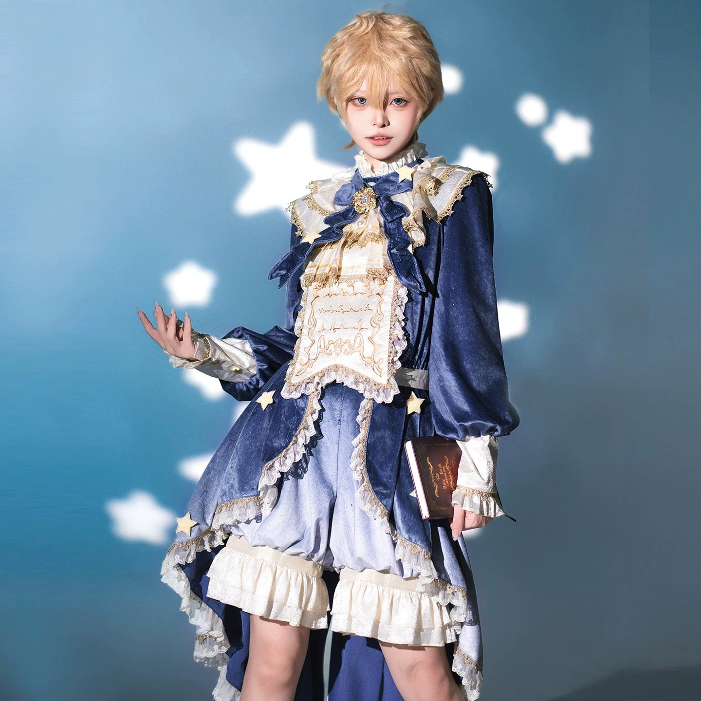Dream Cloud - Ouji Lolita High-Low Tailcoat, Puffy Lantern Shorts 44443:809138