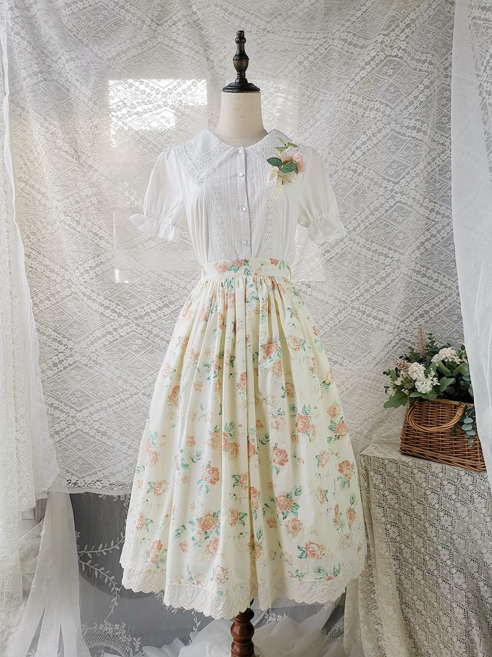 Miss Point - Customized Vintage Sweet Elegant Rose Skirt