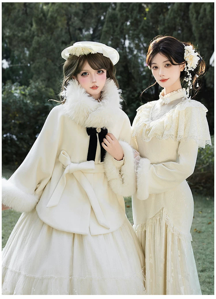 Winter Island Memory - Elegant Lolita Winter Coat & OP Dress Set