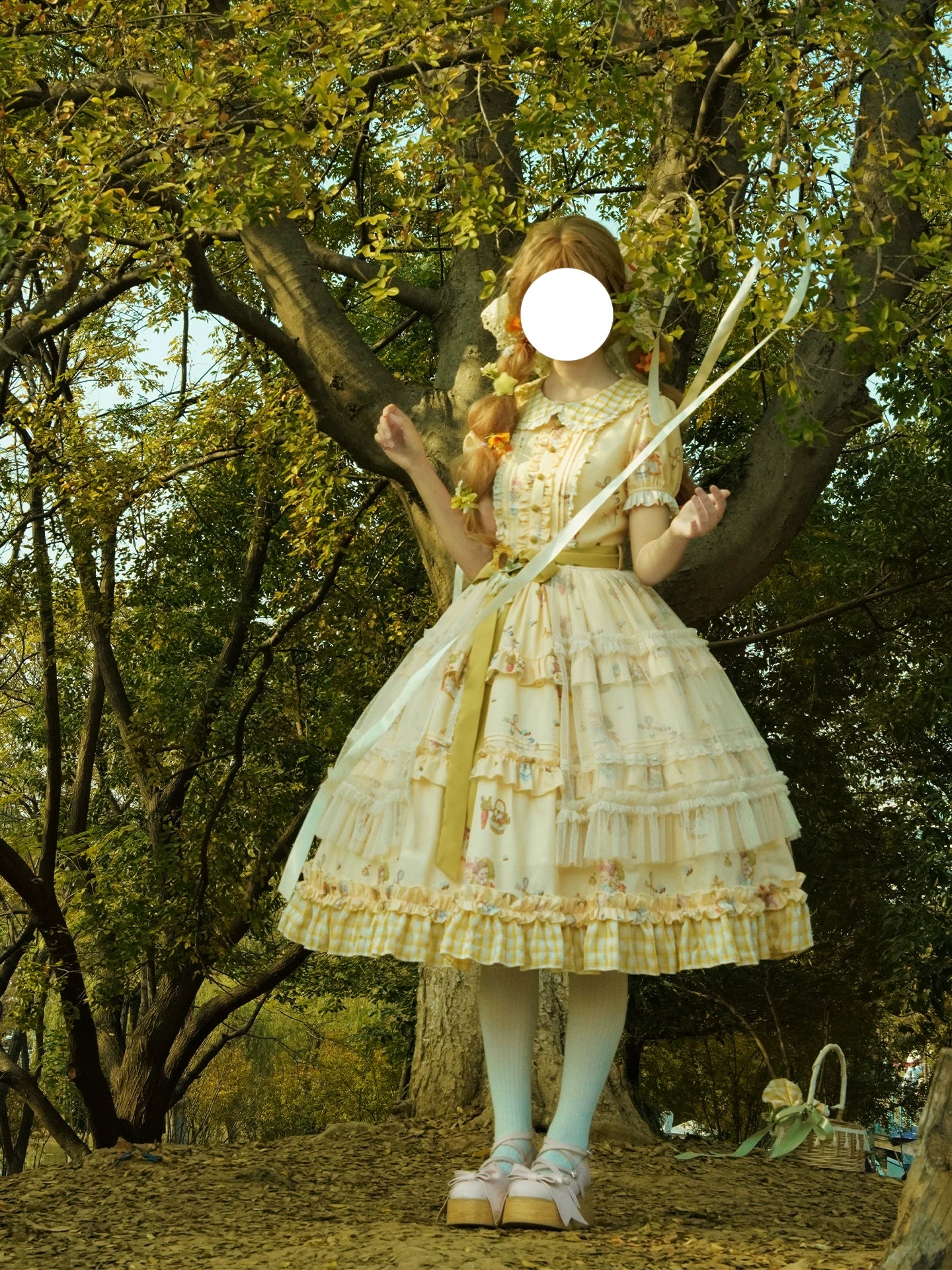 Bunny Harvest Season - Country Lolita Peter Pan Collar OP, Bunny Print JSK 44533:811865