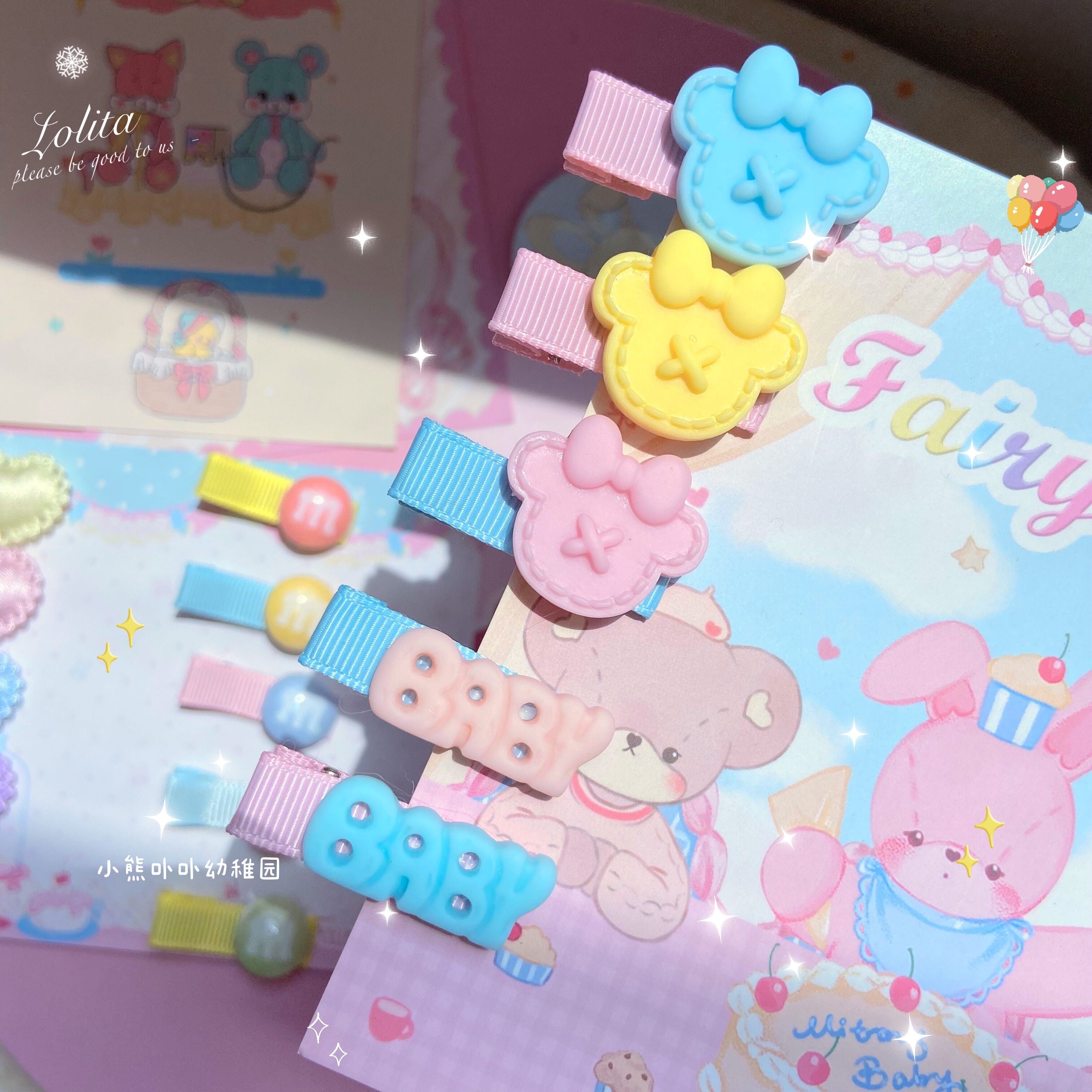 Bear Doll - Original Homemade Bared Sweet Lolita Hair Clips blue baby